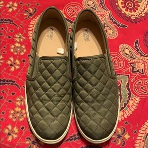 Army green slide on sneakers